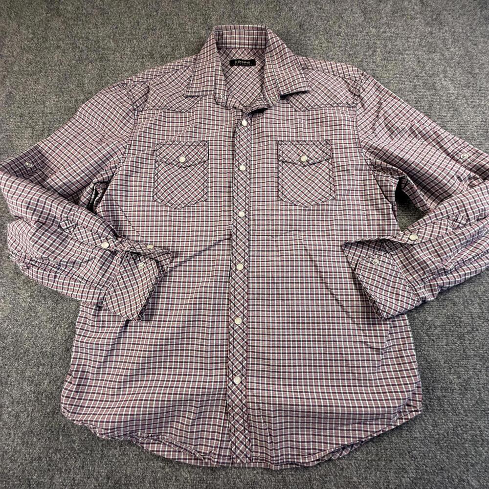 J. Campbell Los Angeles Mens Plaid Western Snap Front Long Sleeve Shirt #1459